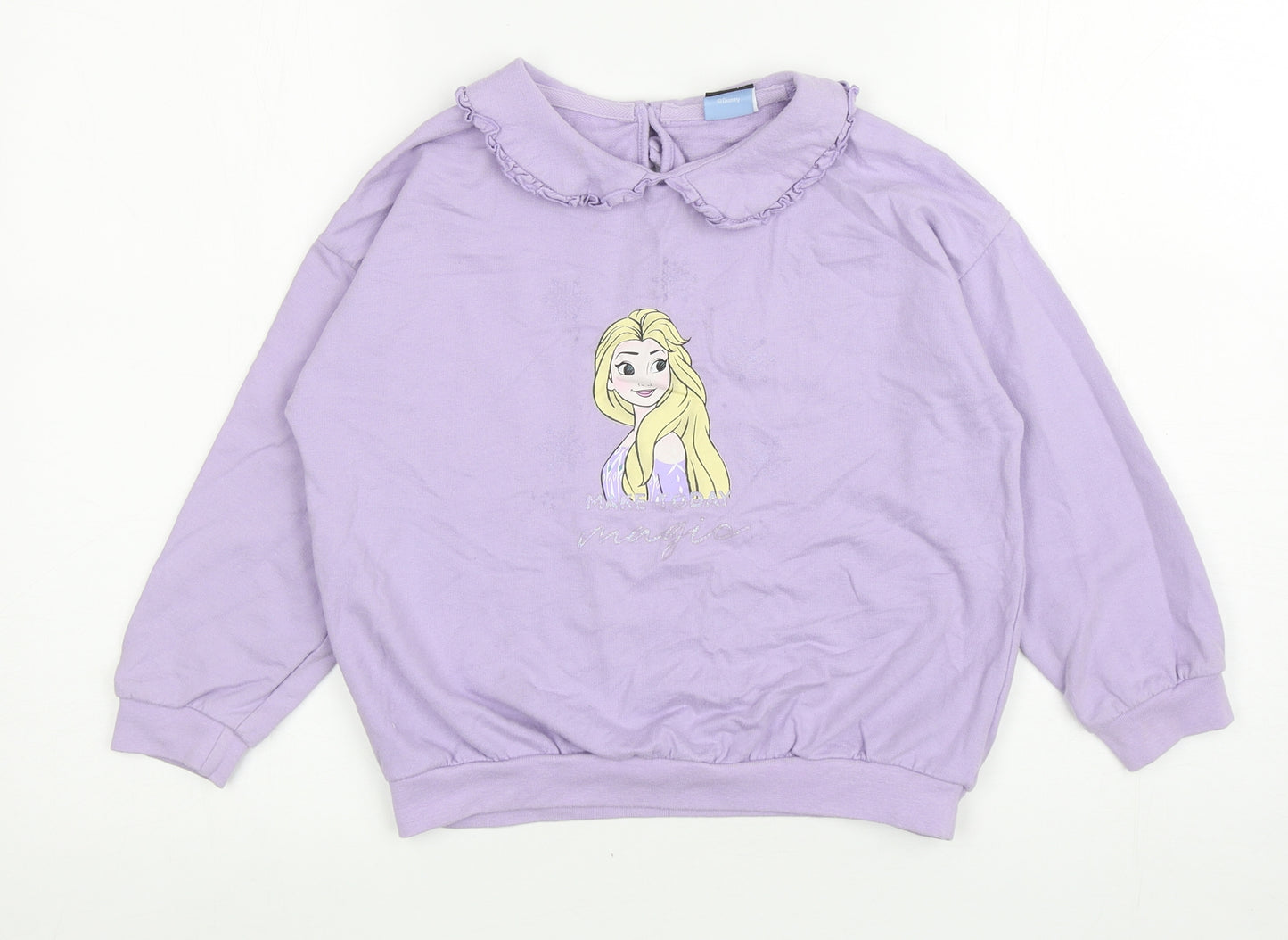 George Girls Purple Cotton Pullover Sweatshirt Size 7-8 Years Pullover - Elsa Frozen