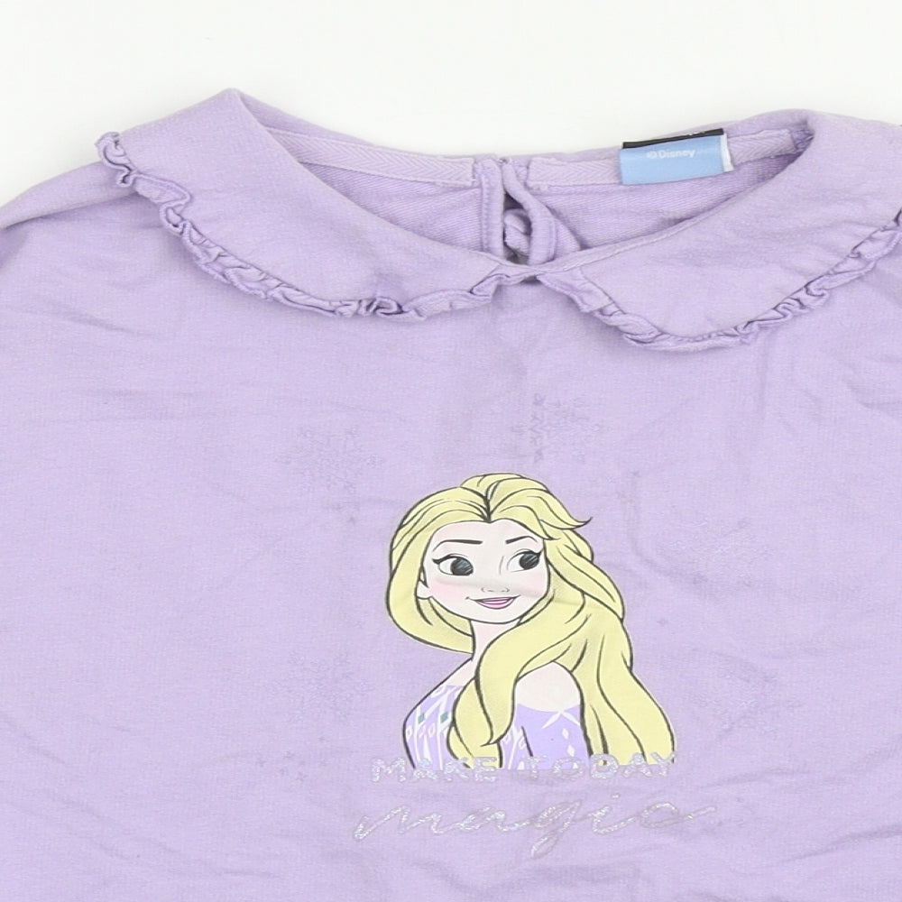 George Girls Purple Cotton Pullover Sweatshirt Size 7-8 Years Pullover - Elsa Frozen