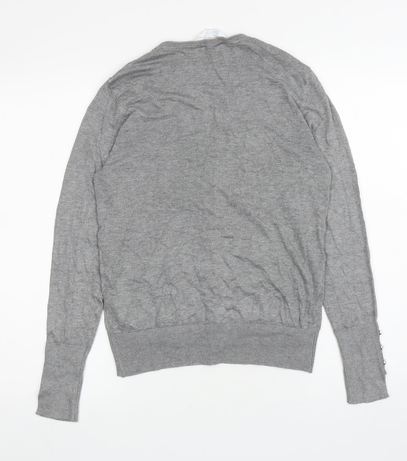 Primark Womens Grey V-Neck Viscose Cardigan Jumper Size XS