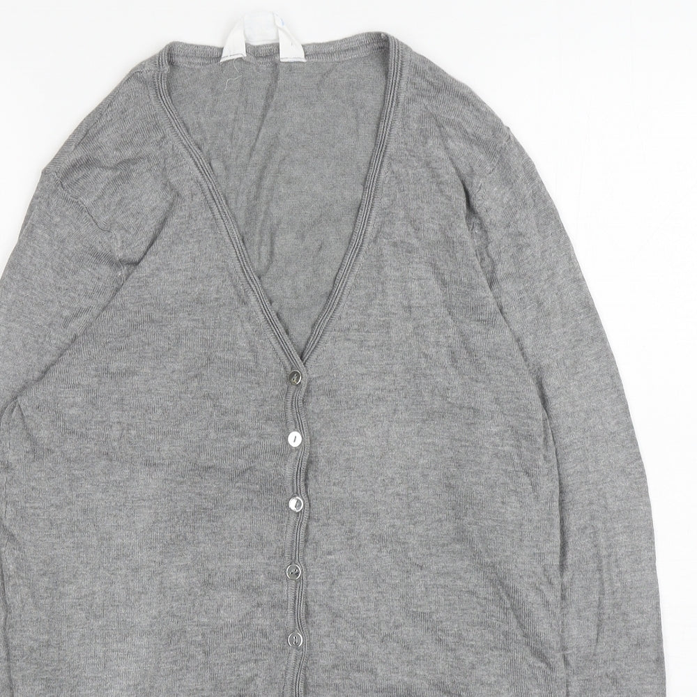 Primark Womens Grey V-Neck Viscose Cardigan Jumper Size XS