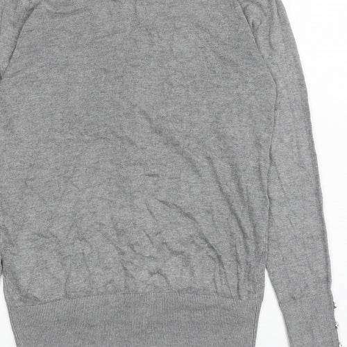 Primark Womens Grey V-Neck Viscose Cardigan Jumper Size XS