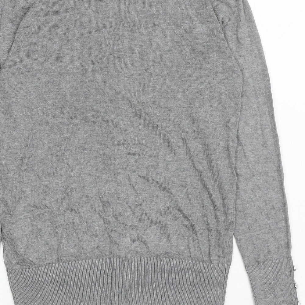 Primark Womens Grey V-Neck Viscose Cardigan Jumper Size XS