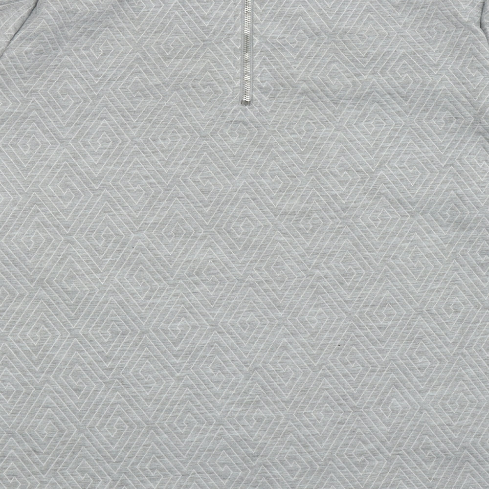 F&F Womens Grey Geometric Polyester Pullover Sweatshirt Size 16 Zip