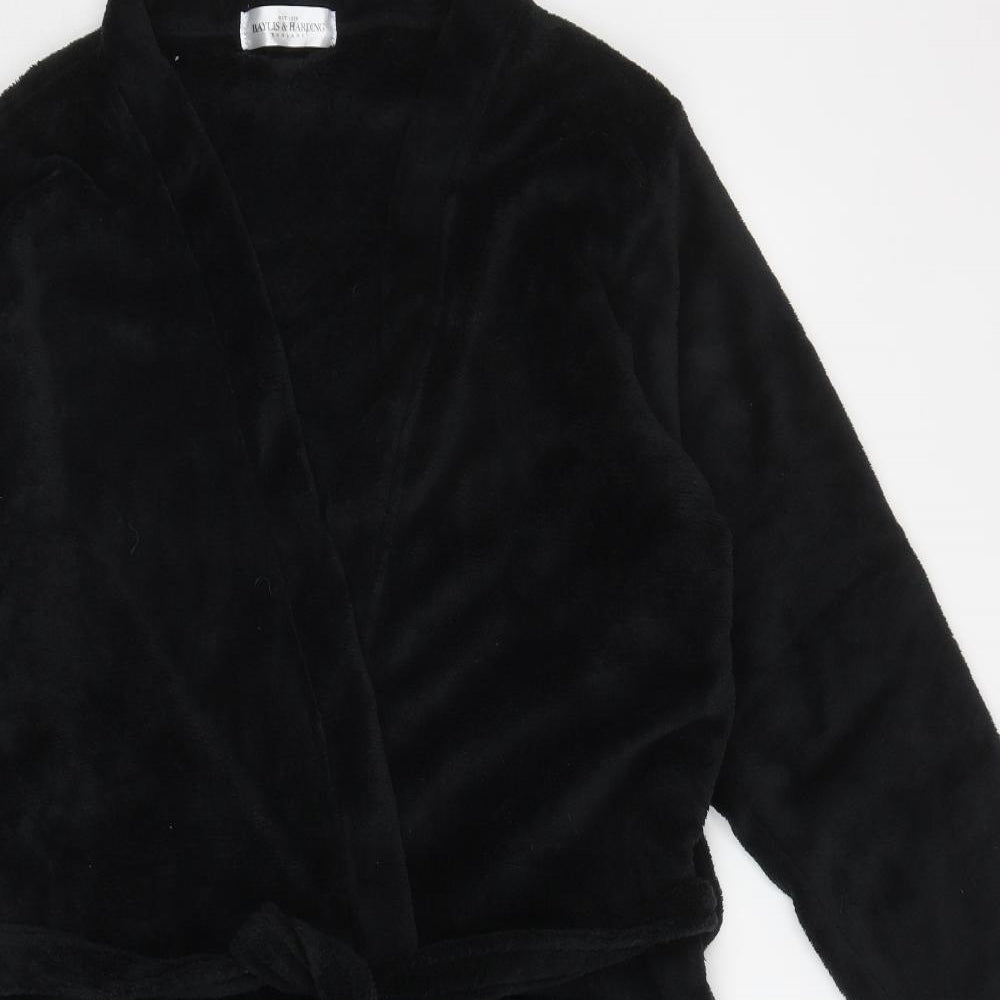 Bayliss and Harding Womens Black Solid Polyester Kimono Robe Size M Tie