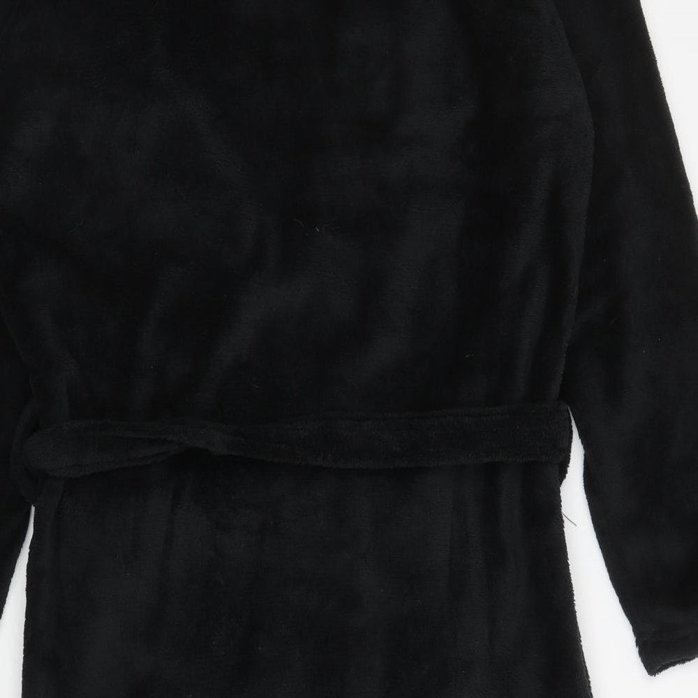 Bayliss and Harding Womens Black Solid Polyester Kimono Robe Size M Tie