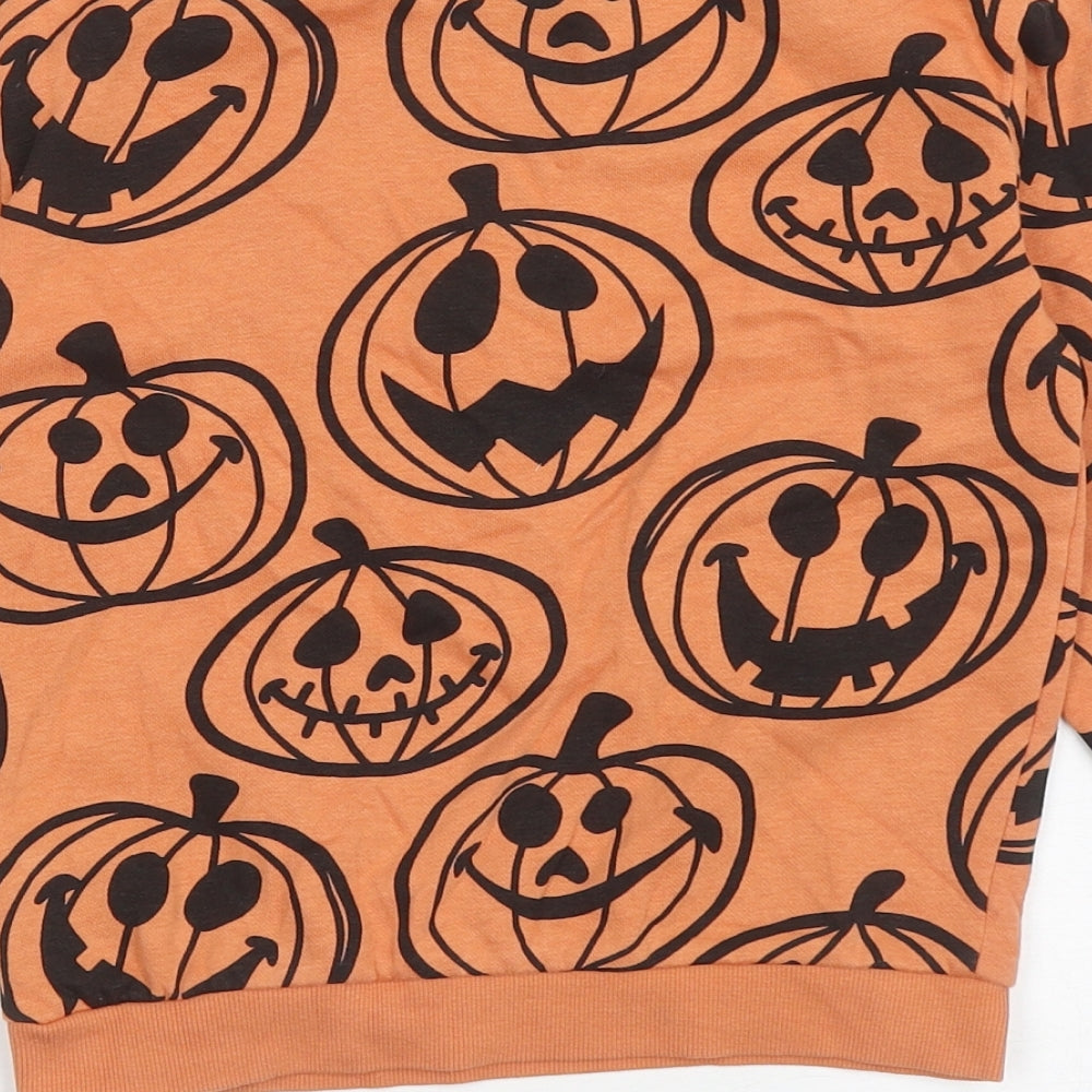 H&M Boys Orange Cotton Pullover Sweatshirt Size 4 Years Pullover - Pumpkins