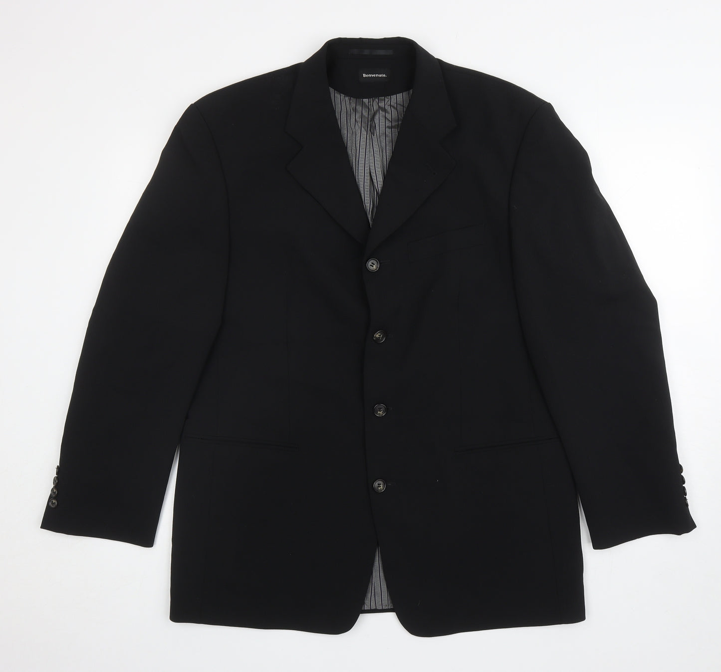 Benvenuto Mens Black Polyester Jacket Blazer Size 40