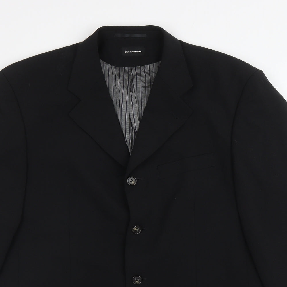 Benvenuto Mens Black Polyester Jacket Blazer Size 40