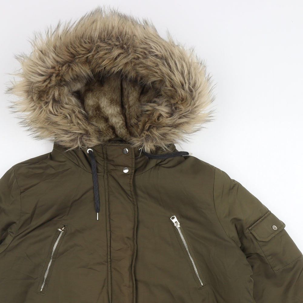 F&F Womens Green Parka Coat Size 18 Zip