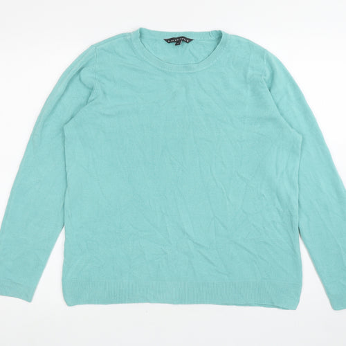 Bonmarché Womens Blue Round Neck Acrylic Pullover Jumper Size 16