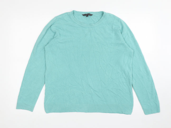 Bonmarché Womens Blue Round Neck Acrylic Pullover Jumper Size 16