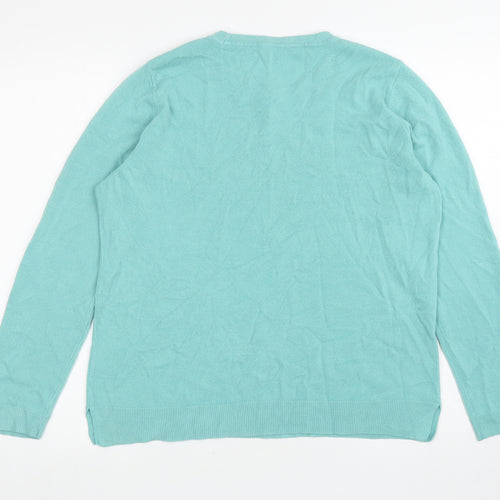 Bonmarché Womens Blue Round Neck Acrylic Pullover Jumper Size 16