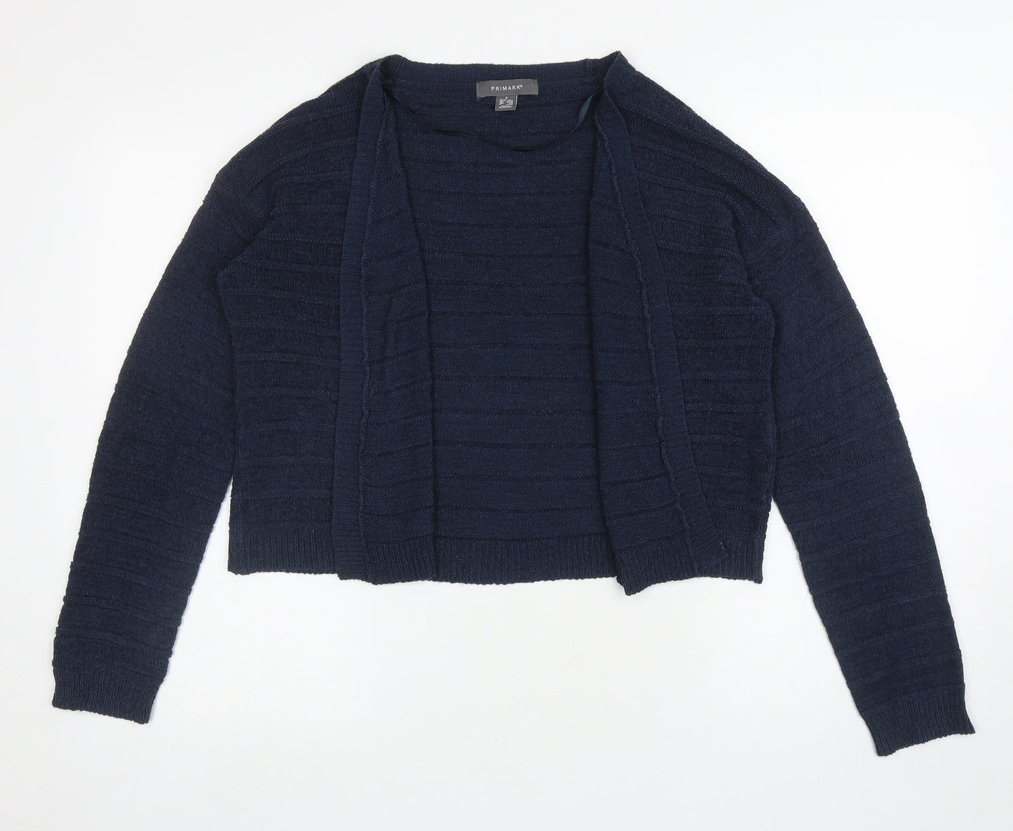 Primark Womens Blue V-Neck Striped Acrylic Cardigan Jumper Size S