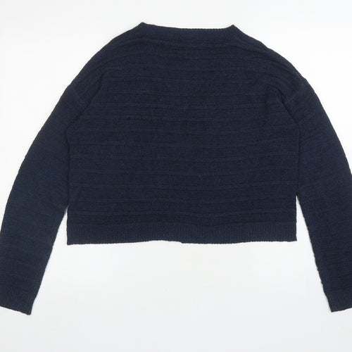 Primark Womens Blue V-Neck Striped Acrylic Cardigan Jumper Size S
