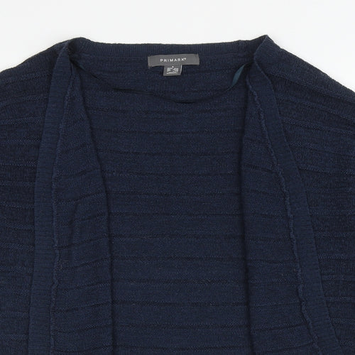 Primark Womens Blue V-Neck Striped Acrylic Cardigan Jumper Size S