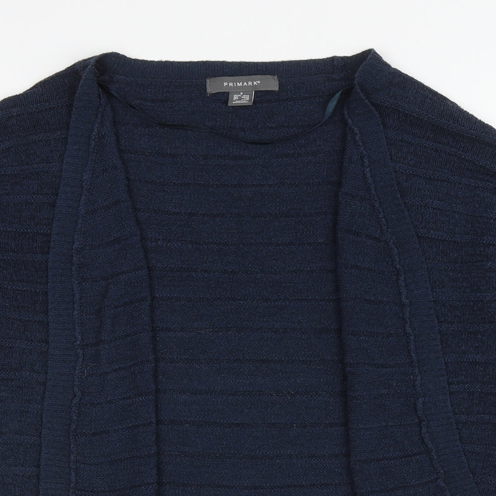 Primark Womens Blue V-Neck Striped Acrylic Cardigan Jumper Size S