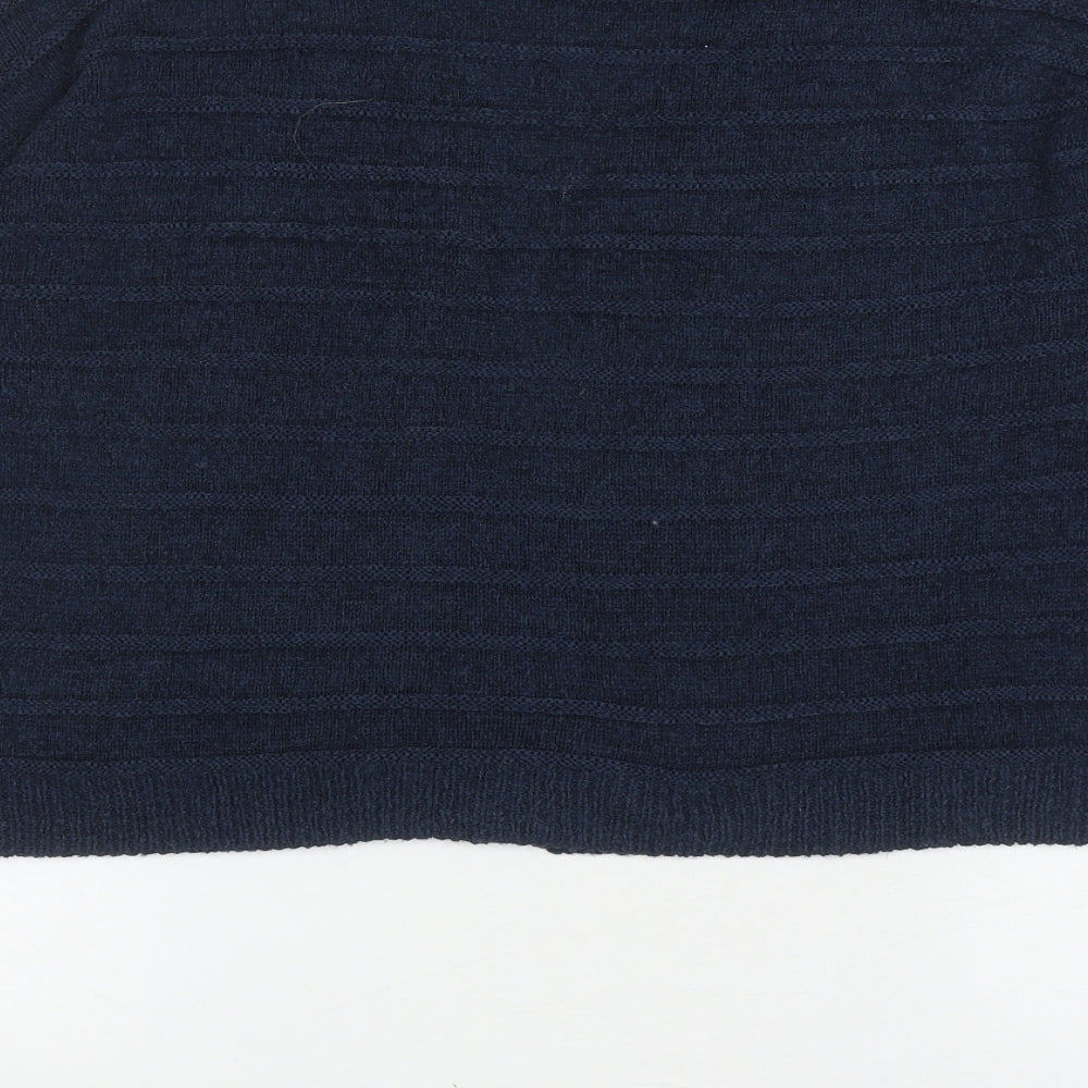 Primark Womens Blue V-Neck Striped Acrylic Cardigan Jumper Size S