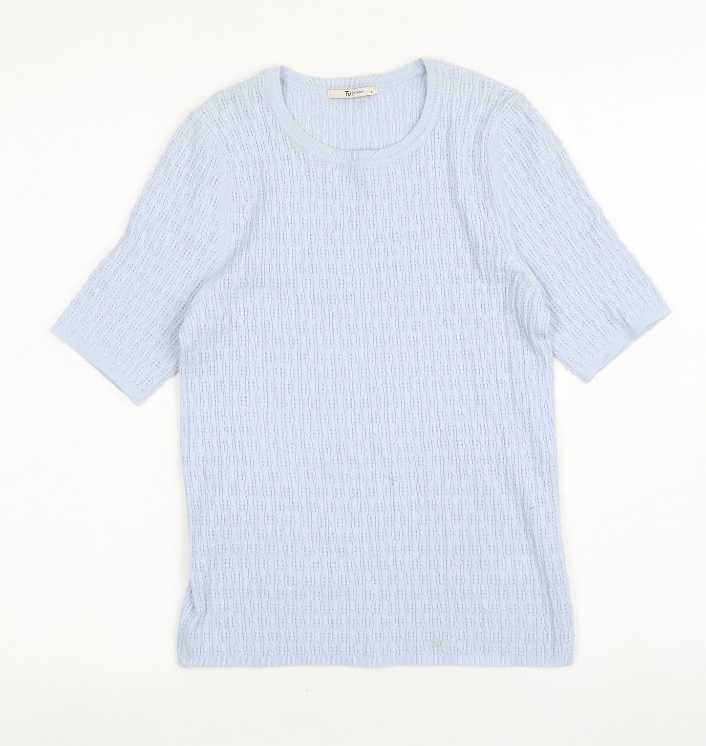 TU Womens Blue Round Neck Viscose Pullover Jumper Size 14