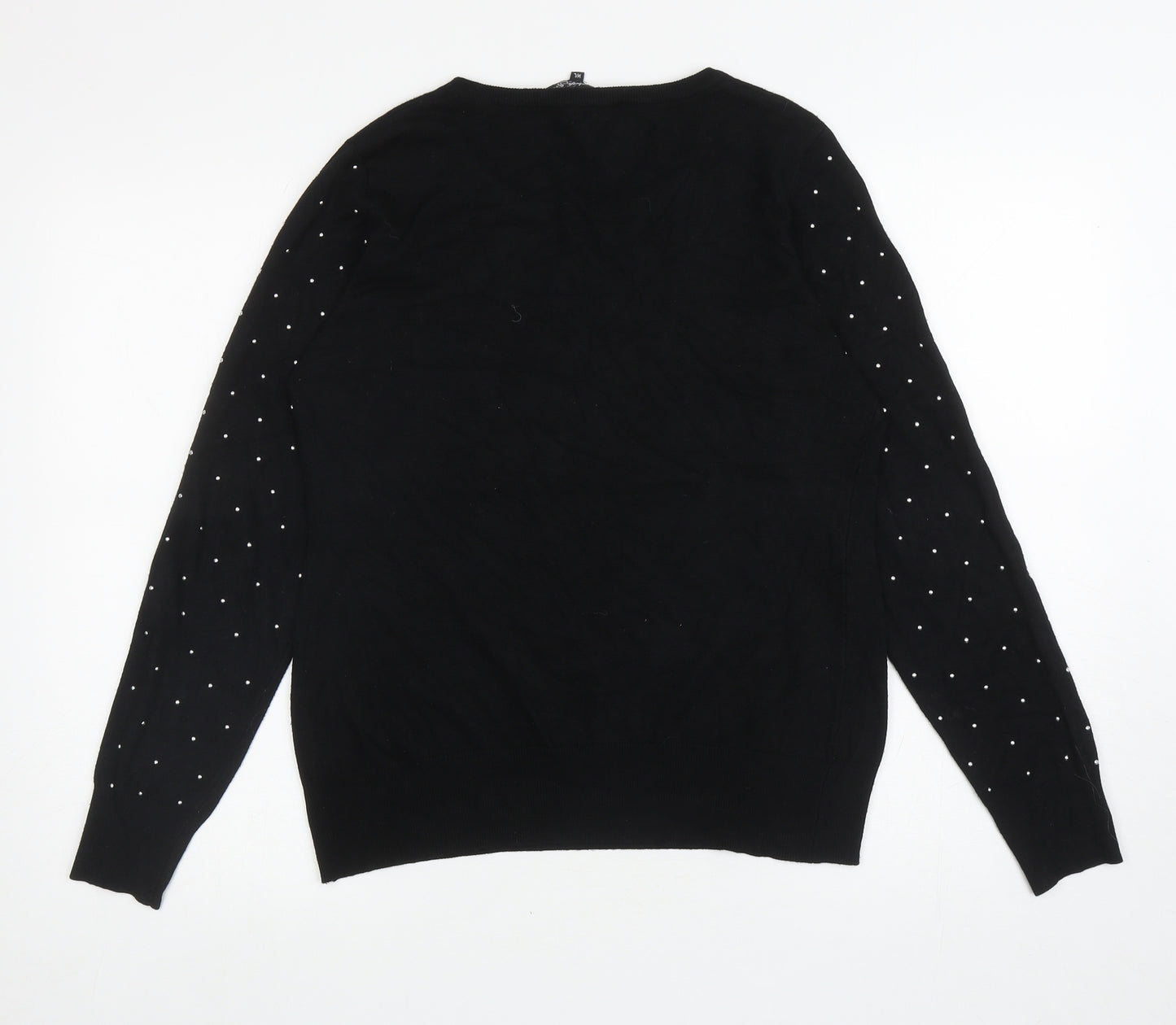 Elizabeth Scott Womens Black Scoop Neck Polka Dot Viscose Pullover Jumper Size M