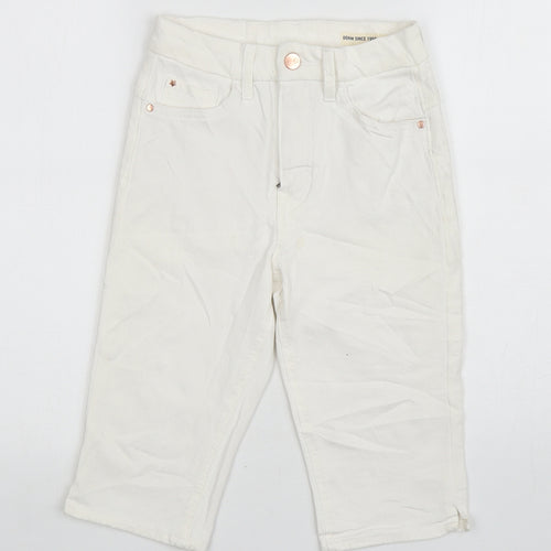 Marks and Spencer Womens White Cotton Chino Shorts Size 6 L13 in Regular Zip