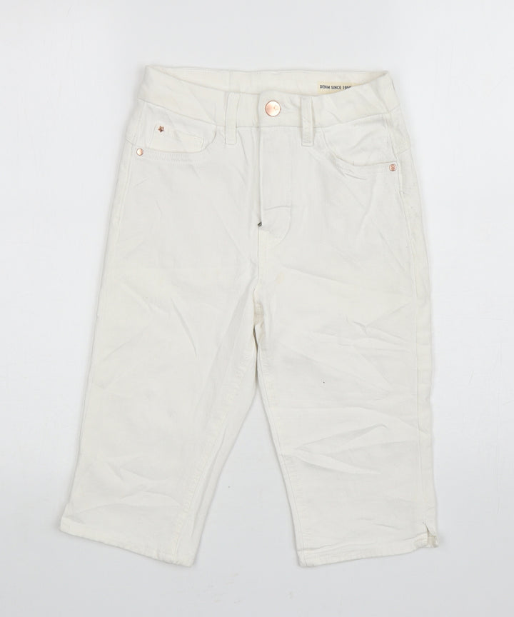 Marks and Spencer Womens White Cotton Chino Shorts Size 6 L13 in Regular Zip