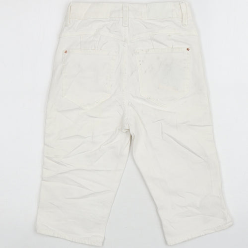 Marks and Spencer Womens White Cotton Chino Shorts Size 6 L13 in Regular Zip