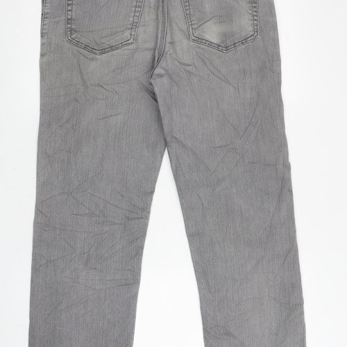 Hugo Boss Mens Grey Cotton Straight Jeans Size 33 in L30 in Regular Zip