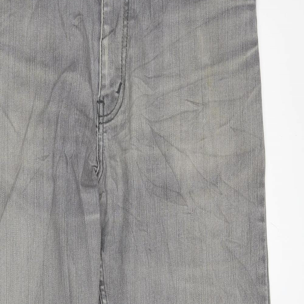 Hugo Boss Mens Grey Cotton Straight Jeans Size 33 in L30 in Regular Zip