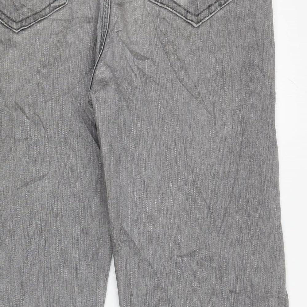 Hugo Boss Mens Grey Cotton Straight Jeans Size 33 in L30 in Regular Zip