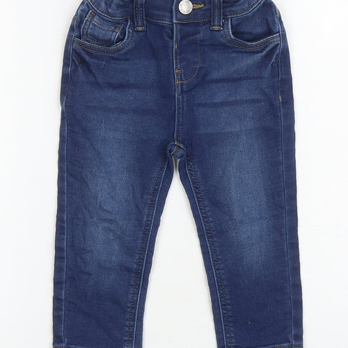 Primark Baby Blue Cotton Jogger Jeans Size 12-18 Months Button