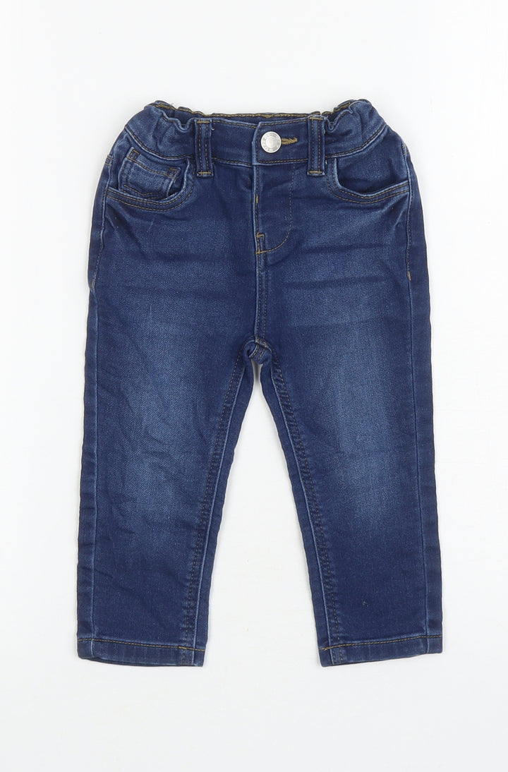 Primark Baby Blue Cotton Jogger Jeans Size 12-18 Months Button