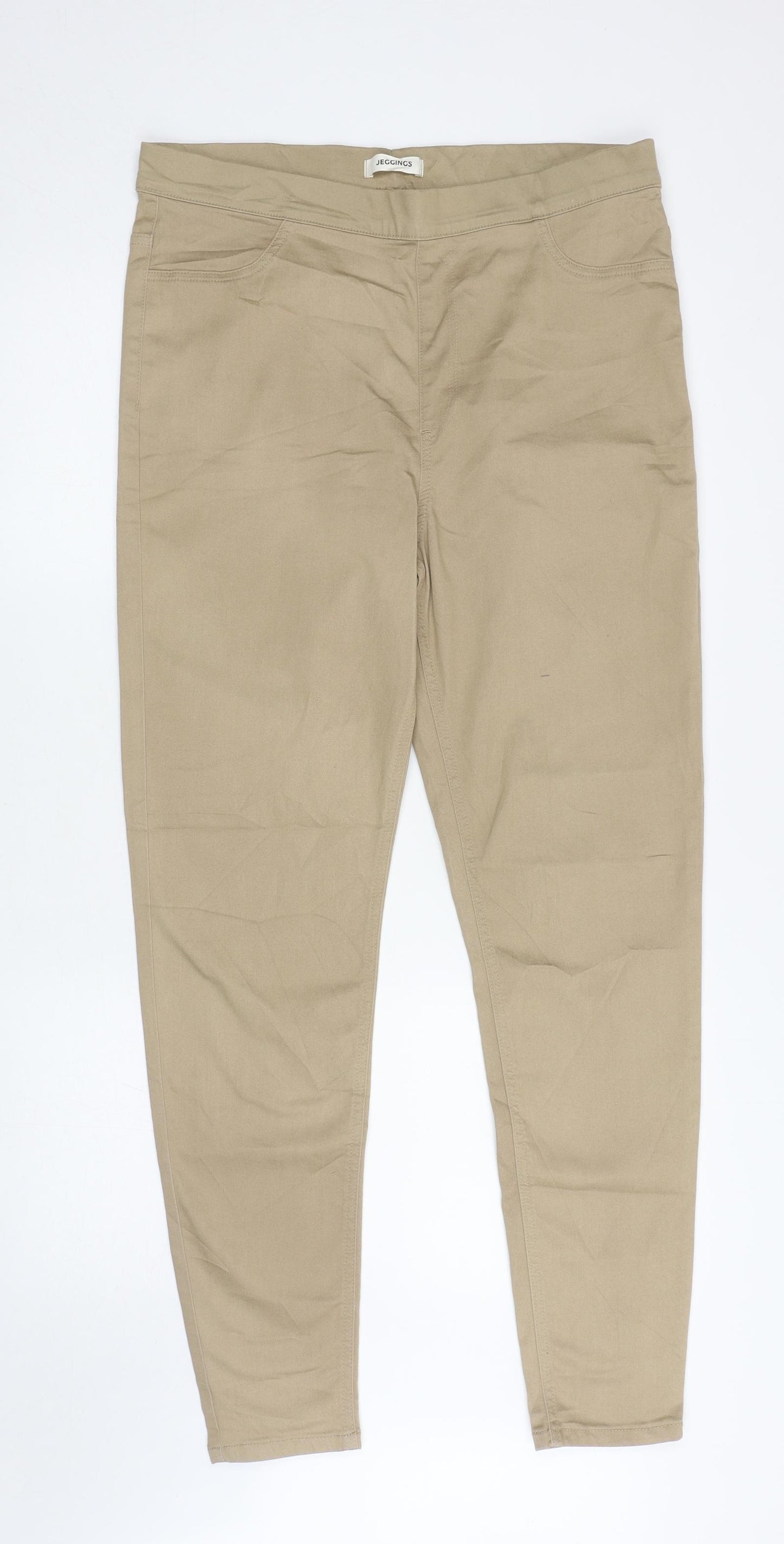 Marks and Spencer Womens Beige Cotton Jegging Jeans Size 16 L29.5 in Regular