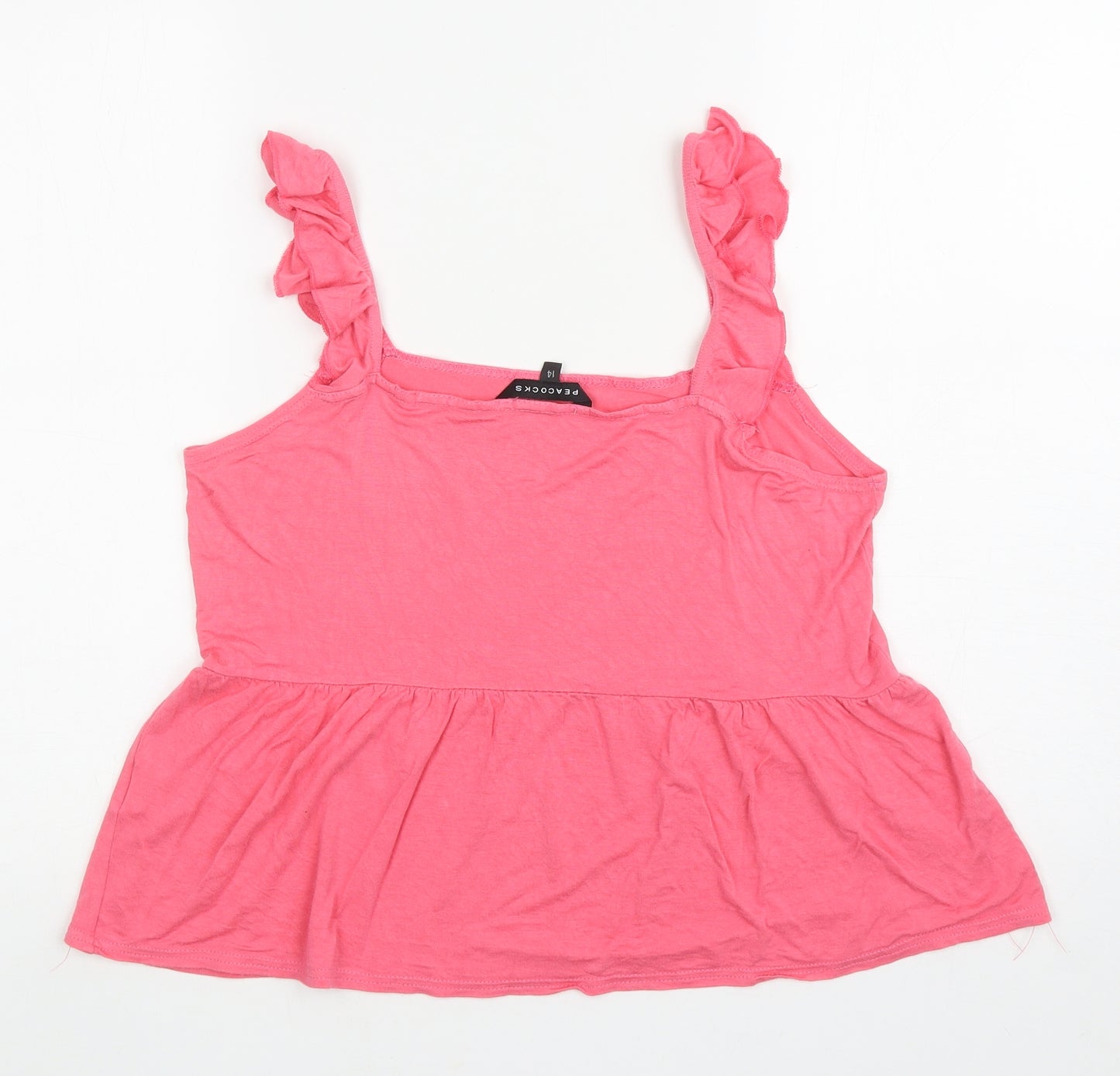 Peacocks Womens Pink Viscose Basic Tank Size 14 Square Neck