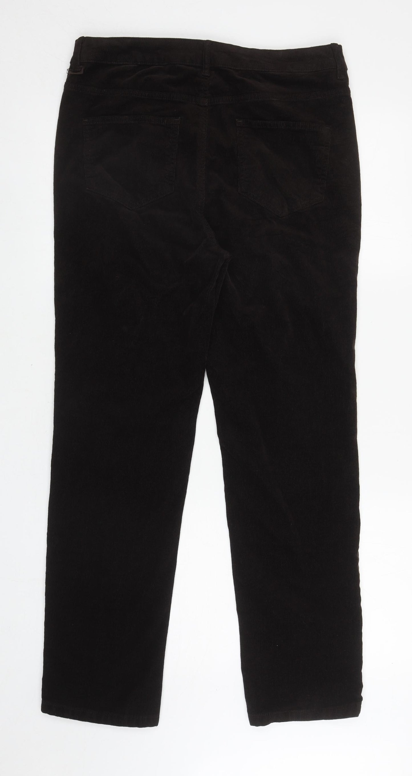 Marks and Spencer Womens Brown Cotton Straight Jeans Size 14 L28.5 in Regular Zip