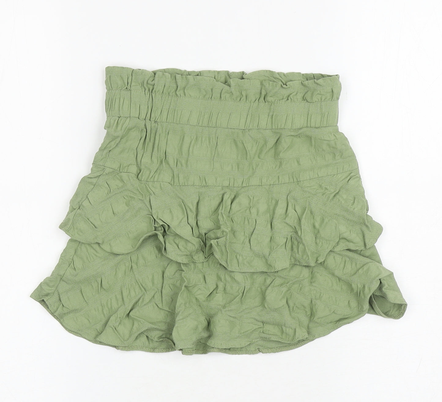 George Girls Green Viscose Peasant Skirt Size 7-8 Years Regular Pull On