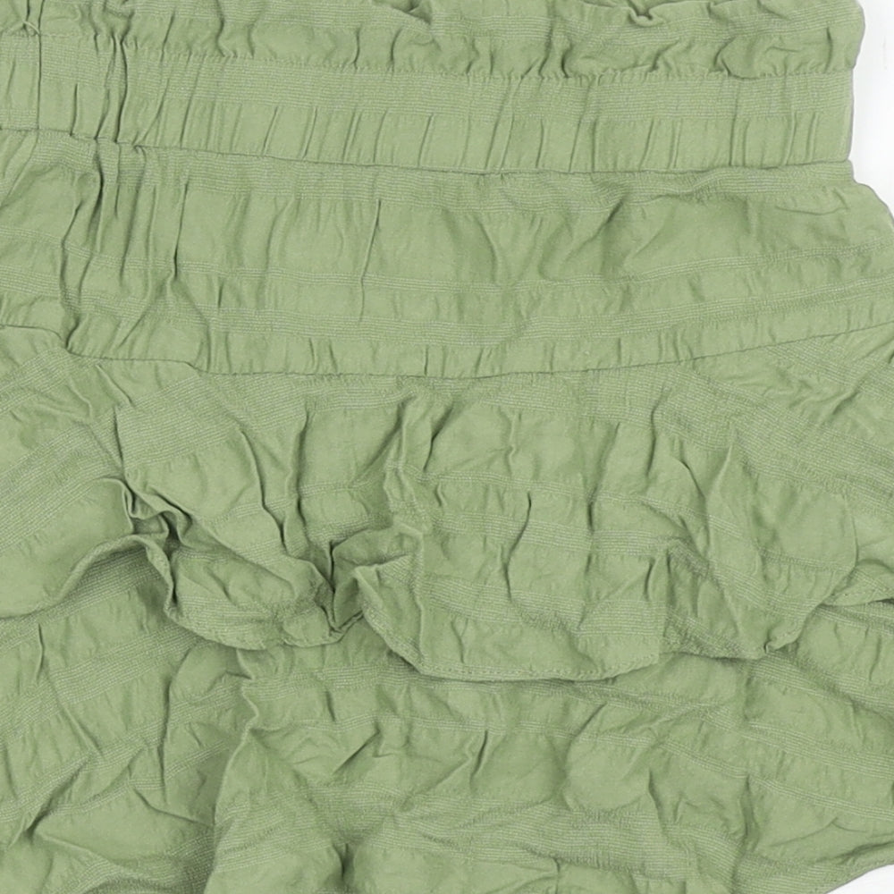 George Girls Green Viscose Peasant Skirt Size 7-8 Years Regular Pull On