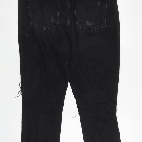 Denim & Co Womens Black Cotton Mom Jeans Size 18 L28 in Regular Zip