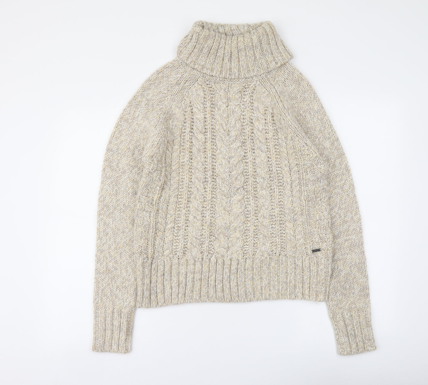 Joules Womens Beige Roll Neck Acrylic Pullover Jumper Size 6