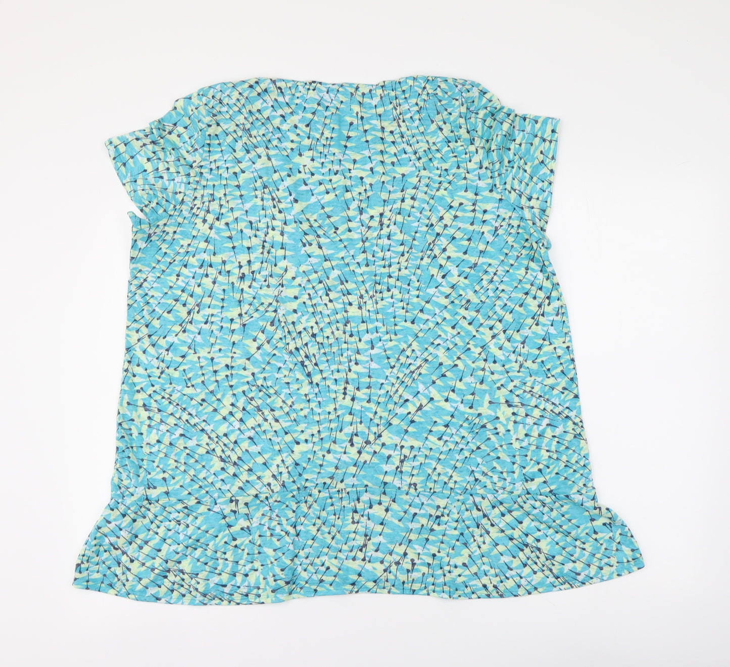 Per Una Womens Blue Floral Polyester Basic T-Shirt Size 20 Round Neck