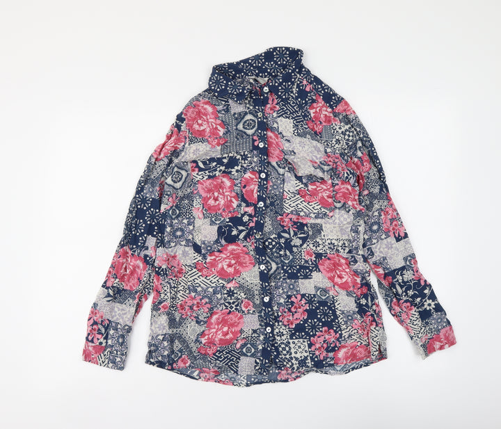 Monsoon Womens Multicoloured Floral Viscose Basic Button-Up Size 8 Collared