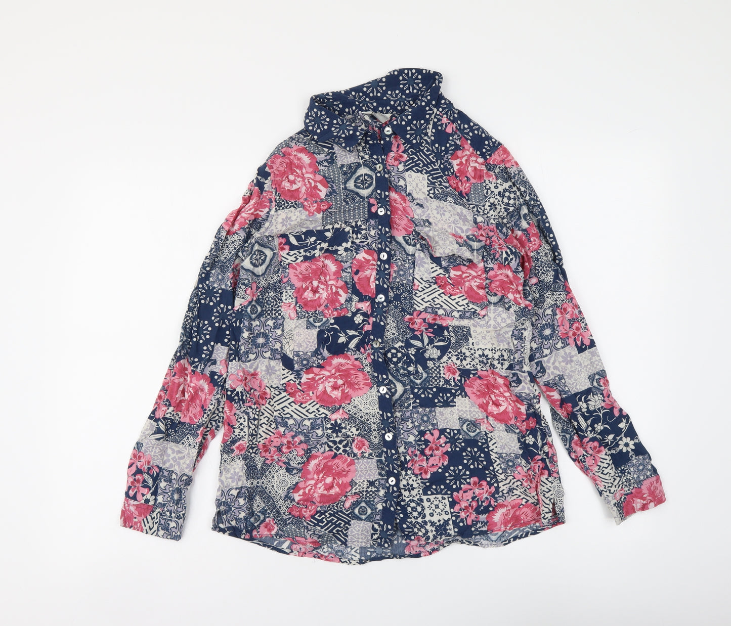 Monsoon Womens Multicoloured Floral Viscose Basic Button-Up Size 8 Collared
