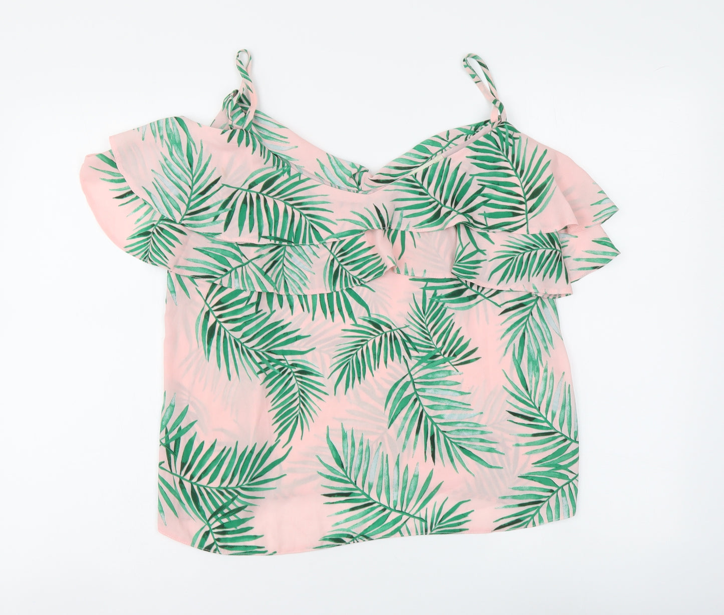Papaya Womens Pink Floral Polyester Basic Blouse Size 12 V-Neck
