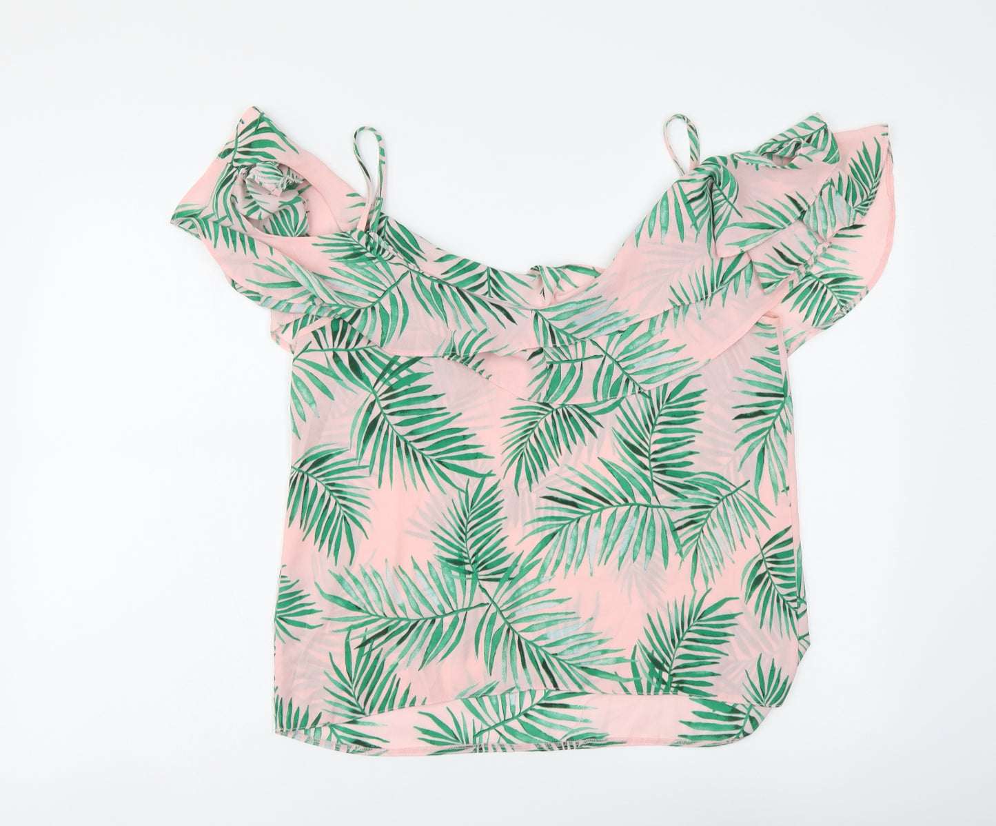 Papaya Womens Pink Floral Polyester Basic Blouse Size 12 V-Neck
