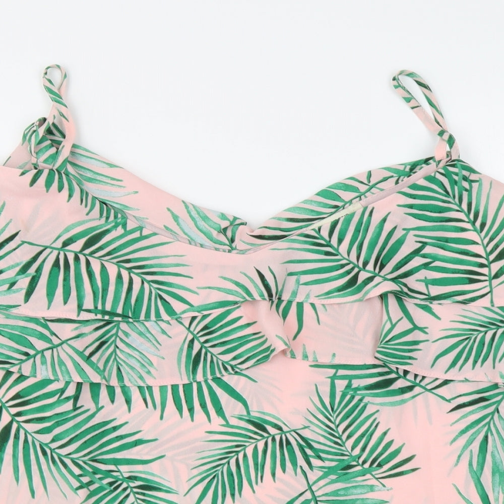 Papaya Womens Pink Floral Polyester Basic Blouse Size 12 V-Neck
