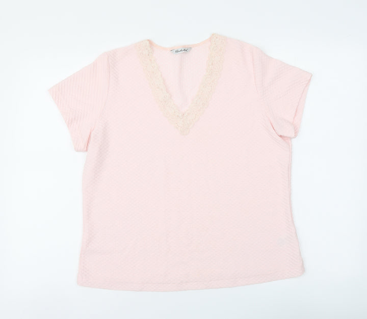 Berkertex Womens Pink Polyester Basic T-Shirt Size 14 V-Neck