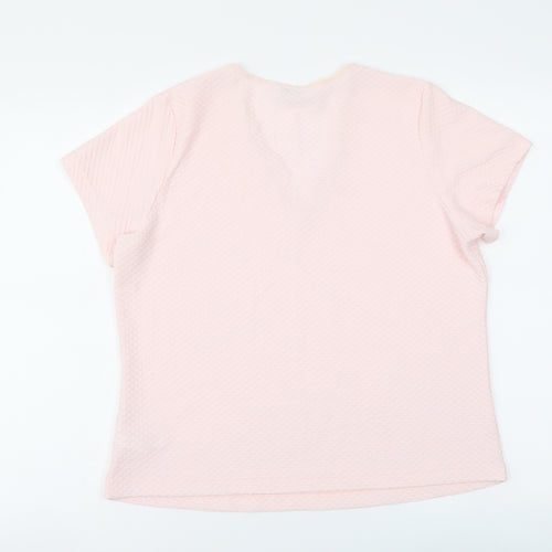 Berkertex Womens Pink Polyester Basic T-Shirt Size 14 V-Neck