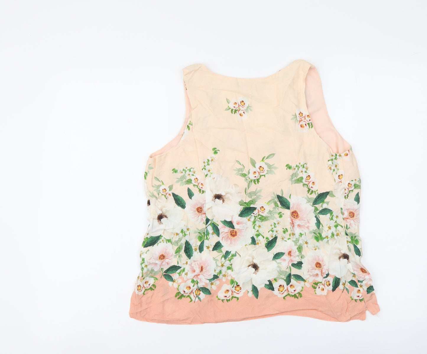 Dorothy Perkins Womens Orange Floral Viscose Basic Tank Size 12 V-Neck