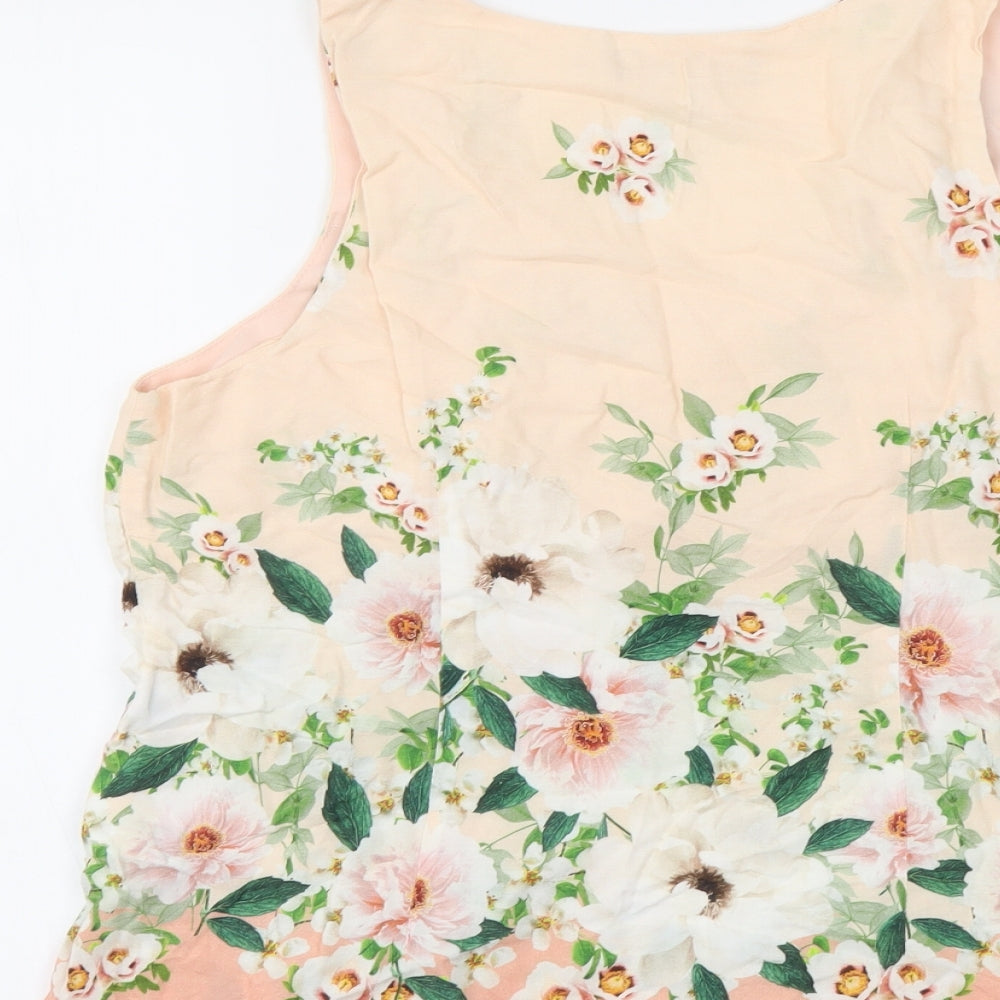 Dorothy Perkins Womens Orange Floral Viscose Basic Tank Size 12 V-Neck
