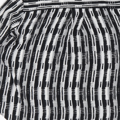 NEXT Womens Black Geometric Polyester Basic Button-Up Size 6 Round Neck