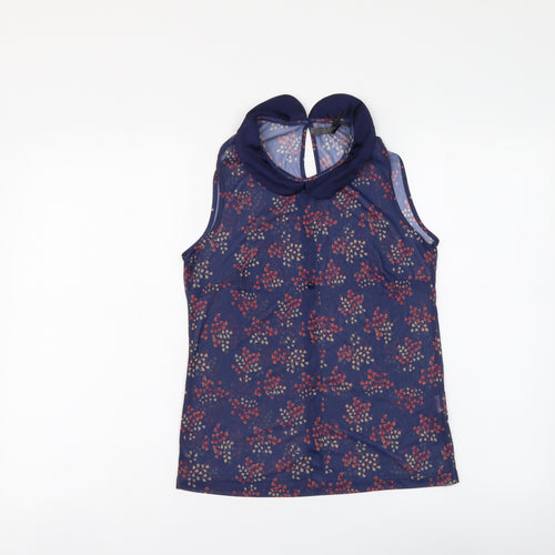 Atmosphere Womens Blue Geometric Polyester Basic Tank Size 10 Collared